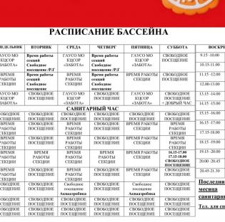 Изменения в расписании бассейна